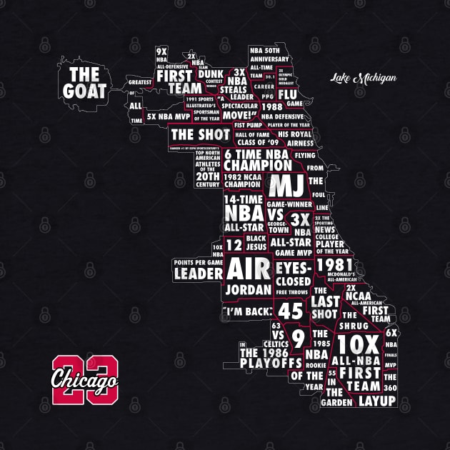 The Michael Jordan (Chicago) Map by 90s Bulls Shirts